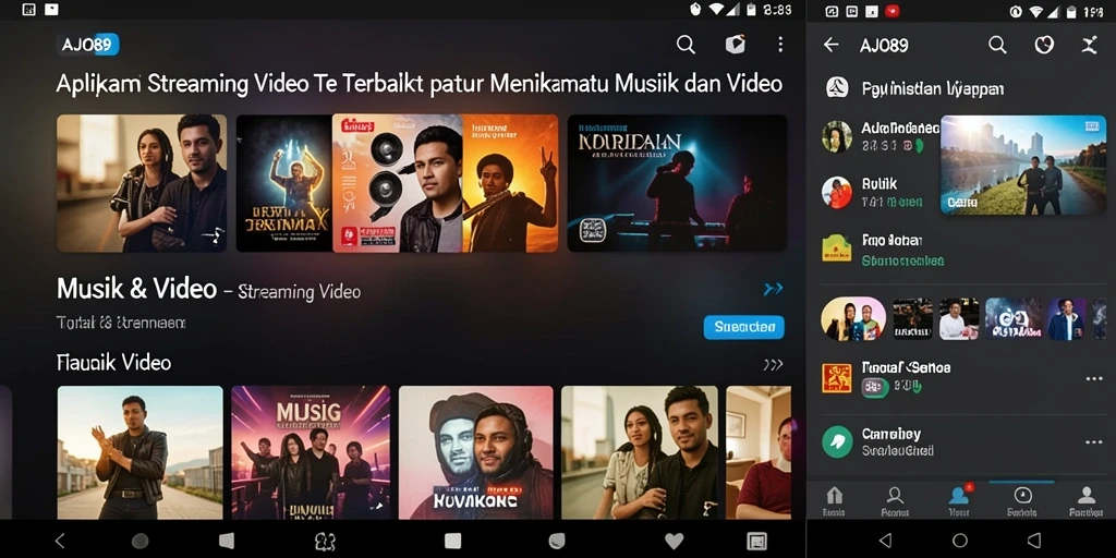 Tampilan antarmuka AJO89 yang intuitif untuk streaming video.