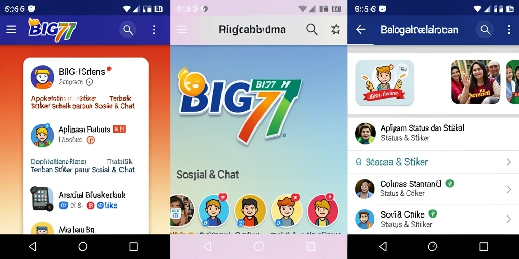 Antarmuka pengguna BIG77 yang menarik dan penuh stiker kreatif.