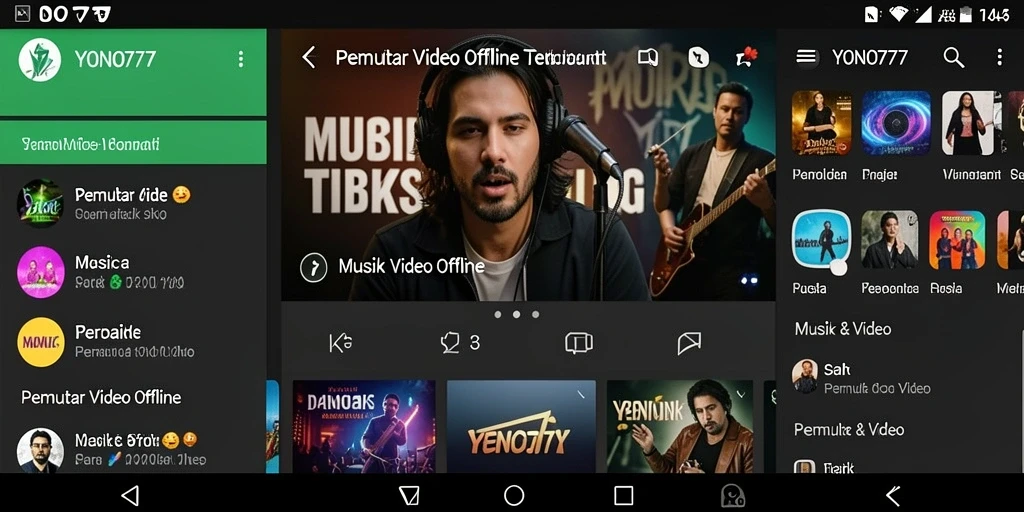 Antarmuka YONO777 menunjukkan fitur Pemutar Video Offline yang menarik.