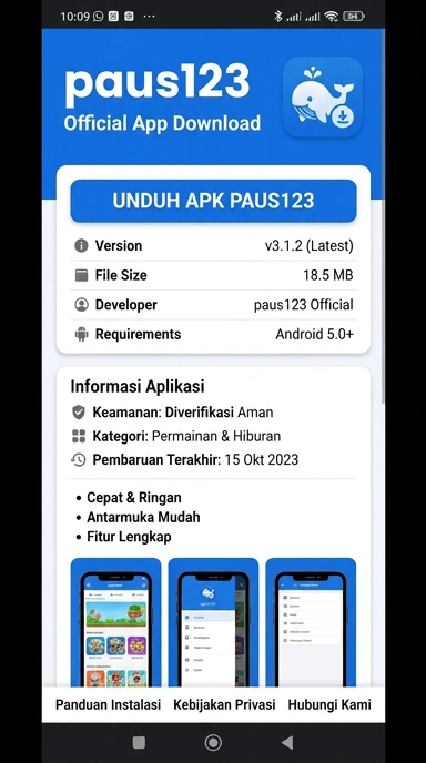 Tampilan halaman APK paus123