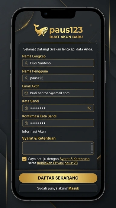 Tampilan halaman daftar paus123