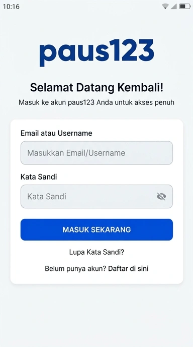 Tampilan halaman login paus123